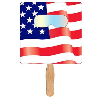 FSF-70 - Square Flag Hand Fan with Fireworks Film