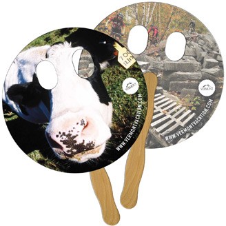LF-26 - Circle With Eyes Cut Hand Fan Full Color (2 Sides)
