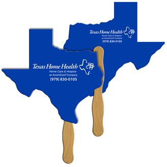 LF-TX - Texas State Shape Hand Fan Full Color (2 Sides)