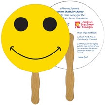 Smiley Face Hand Fan Full Color (2 Sides)